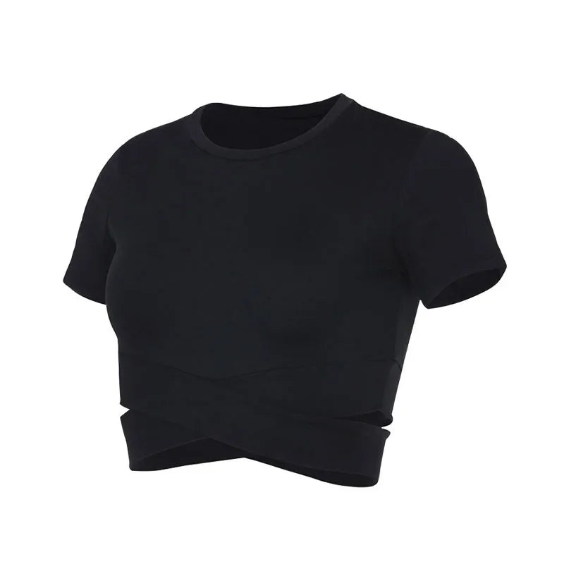 Women's Fitness Crop Tops T-shirts  Clothing Gym Shirt Female Seamless Yoga Top Sports  wear For Women T-shirt
