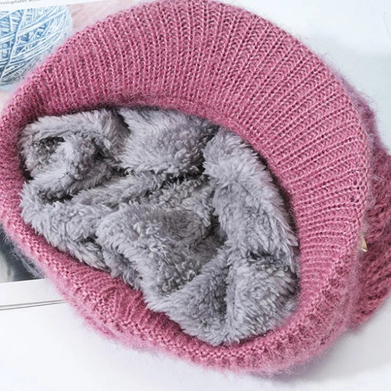 Windproof Pumpkin Beret Hat Woman Knitted Knitted Hat Fashion Ear Guard Keep Warm Peaked Cap