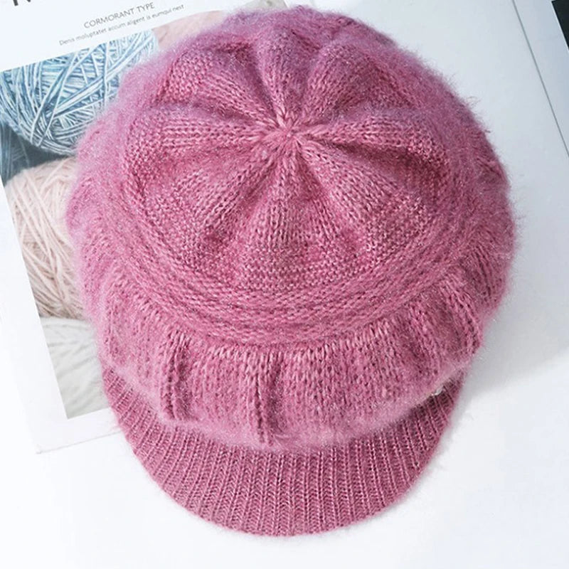 Windproof Pumpkin Beret Hat Woman Knitted Knitted Hat Fashion Ear Guard Keep Warm Peaked Cap