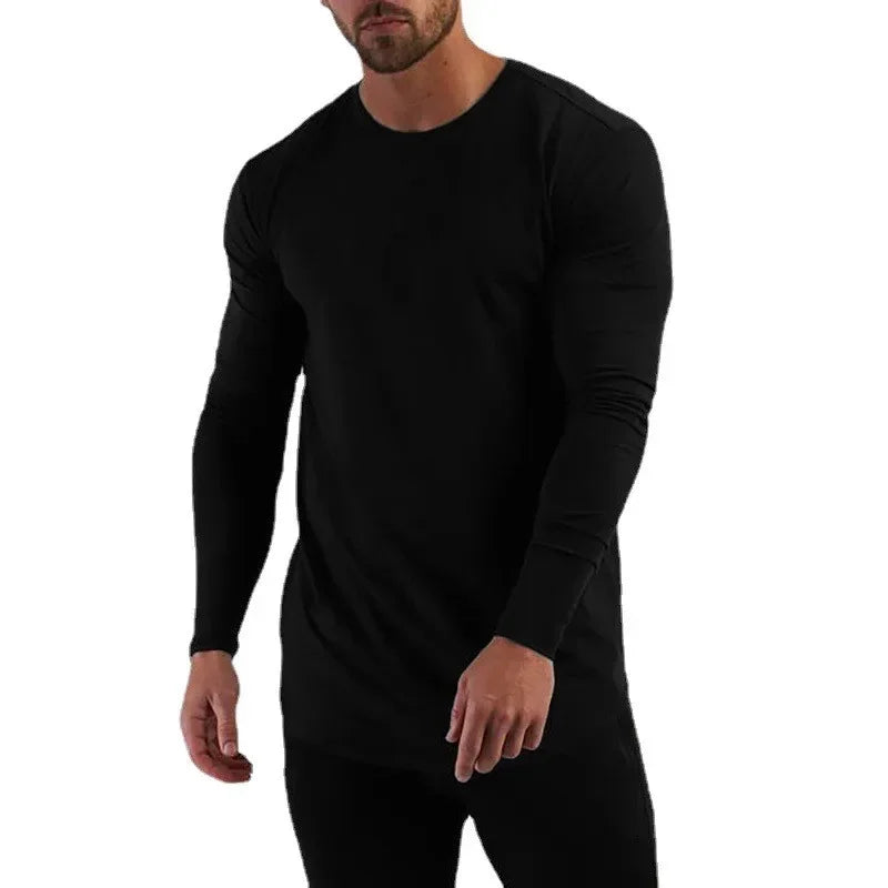 T-shirts Men's Workout Casual Slim Fit Shirts Plain Cotton Breathable Long Sleeve Clothing Gym Fitness Bodybuilding Sport