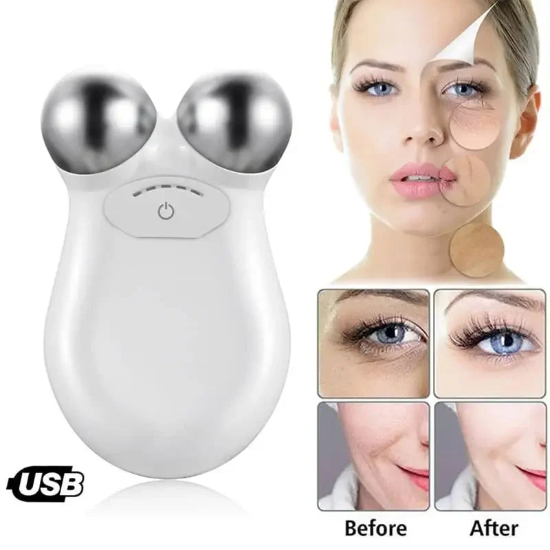 Microcurrent Facial Massager Roller Anti Wrinkles EMS Face Lift Skin Tightening Machine Face Firming Slimming Skin Care 2028