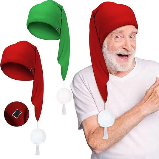 Birthday Party Gift Elastic Night Sleeping Caps with Pom Ball Adjustable Stocking Santa Cap Long Tail Bonnet Cap Women Men