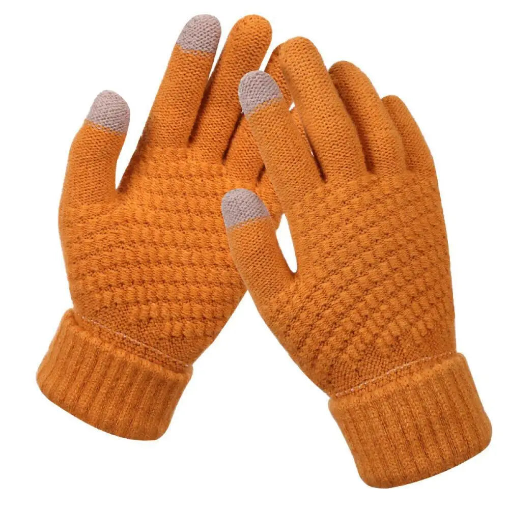 1 Pair Cycling Touch Screen Gloves Female Winter Cute Student Cycling Warm And Cold Korean Version Thick Winter Cotton Gloves