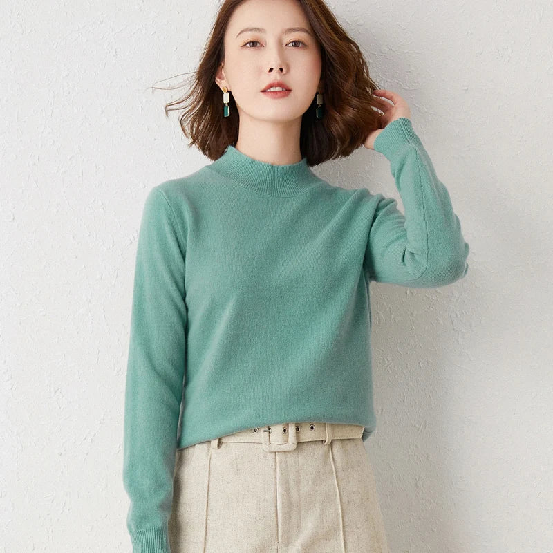 Women's Turtleneck Loose Fit Solid Color Base Layer Pullovers 2025 Long Sleeve Autumn Winter Knitted Sweater Thick Warm Jumpers