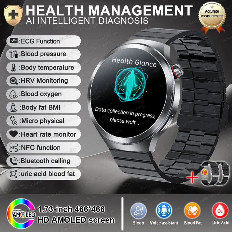 NEW Sapphire Glass AMOLED Blood Pressure Smart Watches ECG Blood Oxygen Blood Pressure Sport Health Track Clock Smart watche NFC