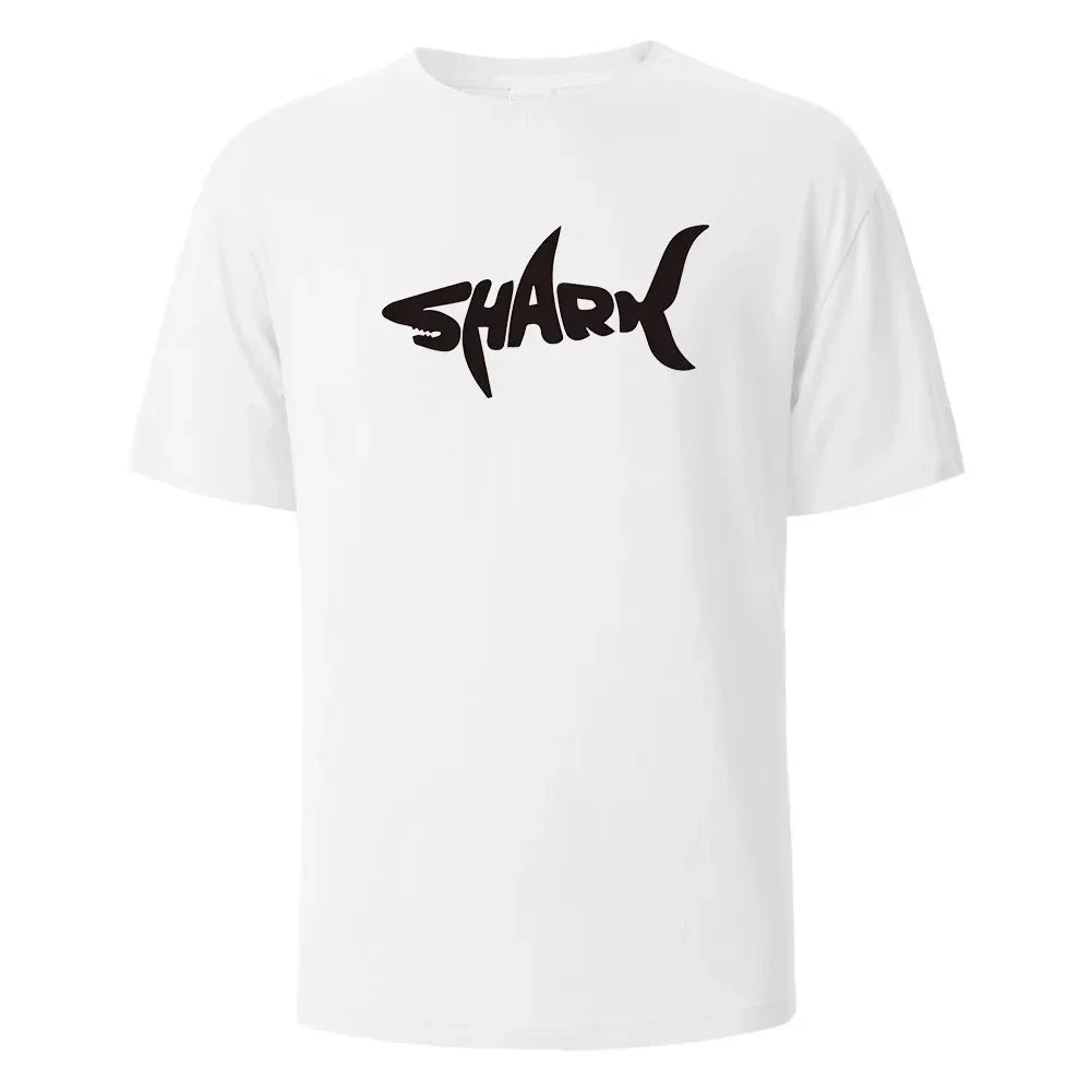 Letter Shark Print T Cotton Summer Men's and Women's Plus Size Casual Tops Streetwear Y2K Fashion Trend