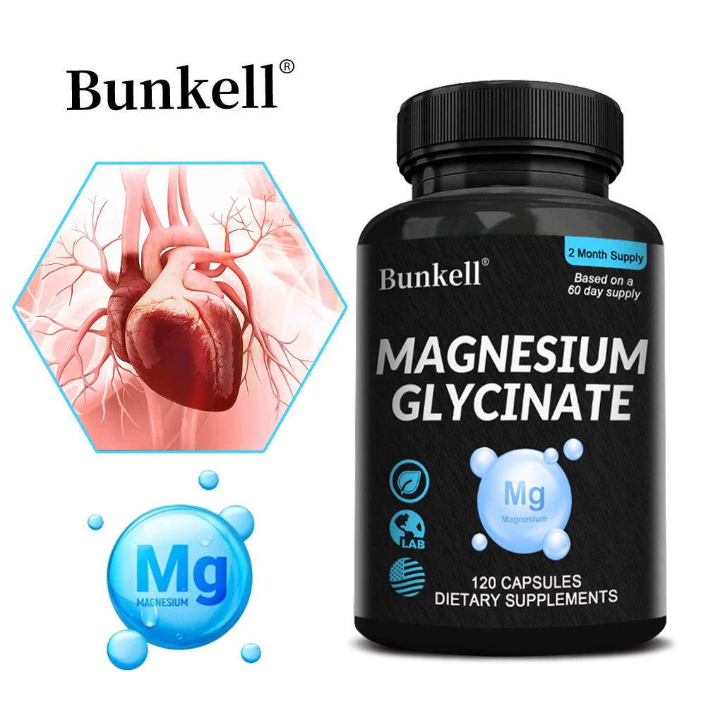 Magnesium Glycinate Supplement - High Strength for Muscle and Nerve Function, Heart, Immune, Bone Health and Sleep, Women & Men
