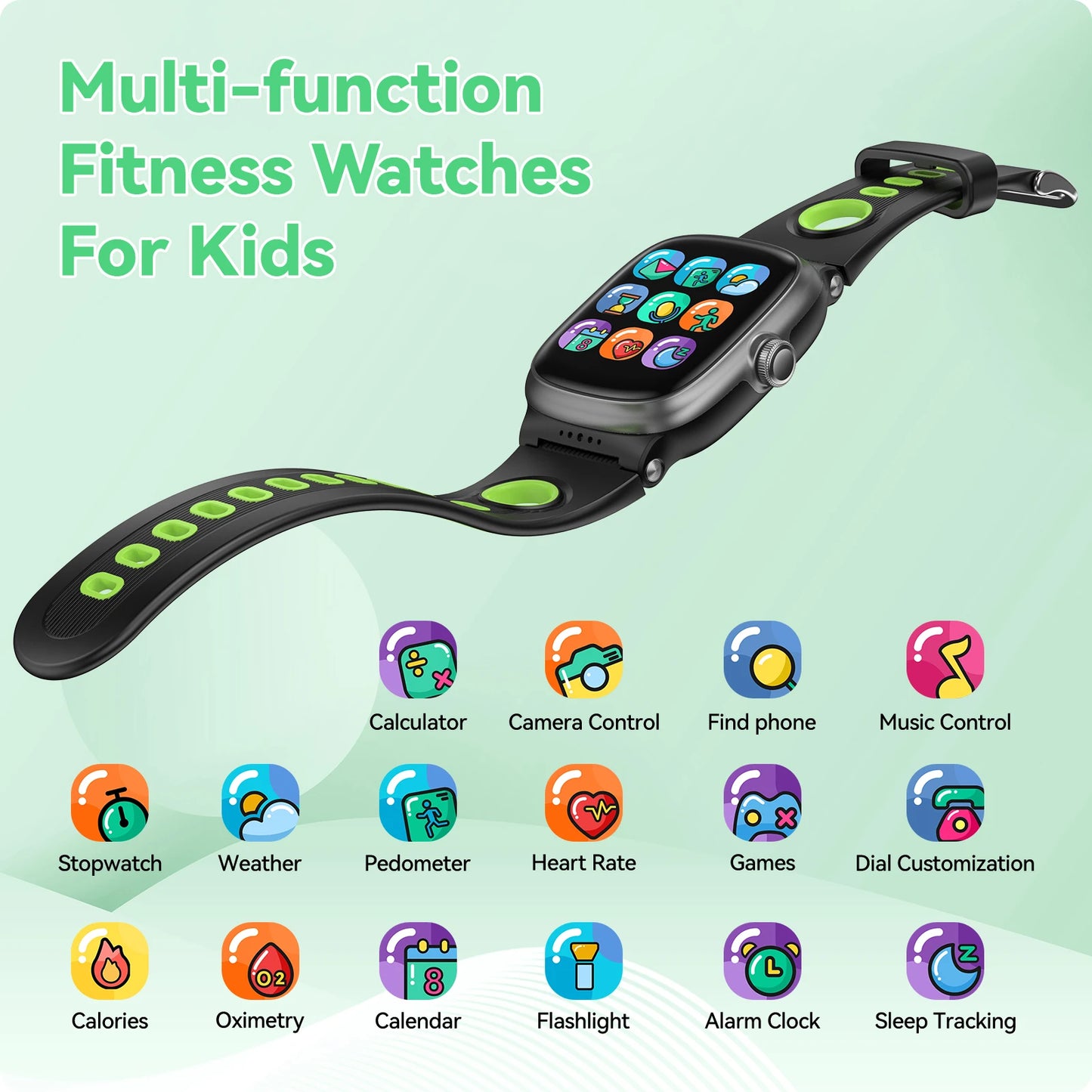 Smart Watch for Kids with Heart Rate Sleep Monitor, Games/Alarm/IP68 Waterproof Smart Watch for Boys Girls, Step Calorie Pedomet