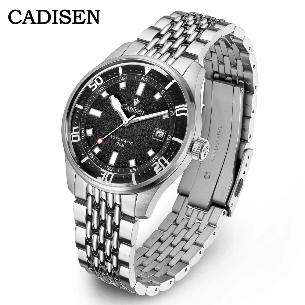 CADISEN Automatic Mechanical Watch Man Silver Business Casual Waterproof Watch Japan MIYOTA 8215 Movement Luminous Men's Watch