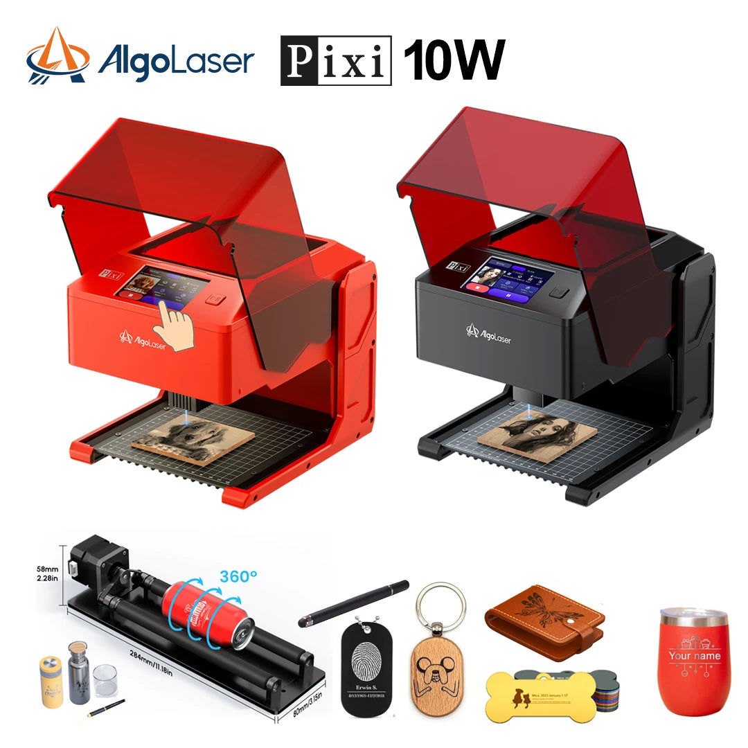ALGO Pixi Beginner Business 5W/10W Laser Engraver Cutter for DIY Wood, Leather, Glass, Ceramic Offline Smart Screen Easy to Use