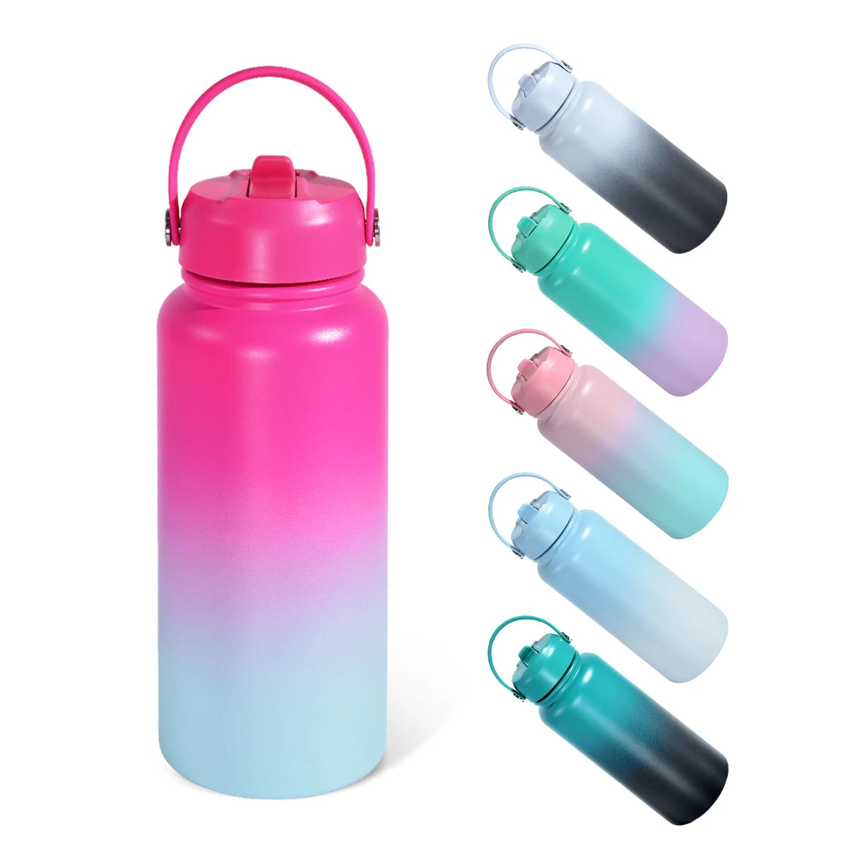 12pcs Double Wall Insulated Stainless Steel 32oz Sport Water Flask Bottle Double Drinking Lid