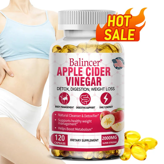 Balincer Apple Cider Vinegar Capsules for Healthy Fat Burning, Digestion, Detoxification and Immunity Boosting