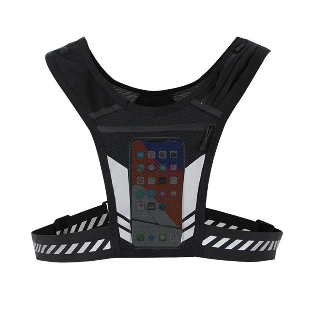 Running Phone Holder Vest Lightweight Running Chest Pouch Breathable Mesh Vest Bag Running Adjustable Buckle for Men Women