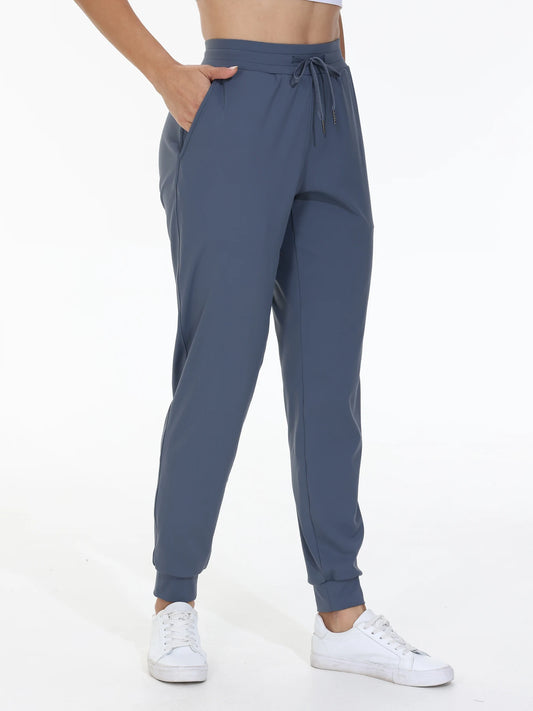 Fitness Jogging Pants Women's High Belt Pocket Drawstring Elastic Waist Yoga Pants Gym Exercise Sportswear Light and Comfortable