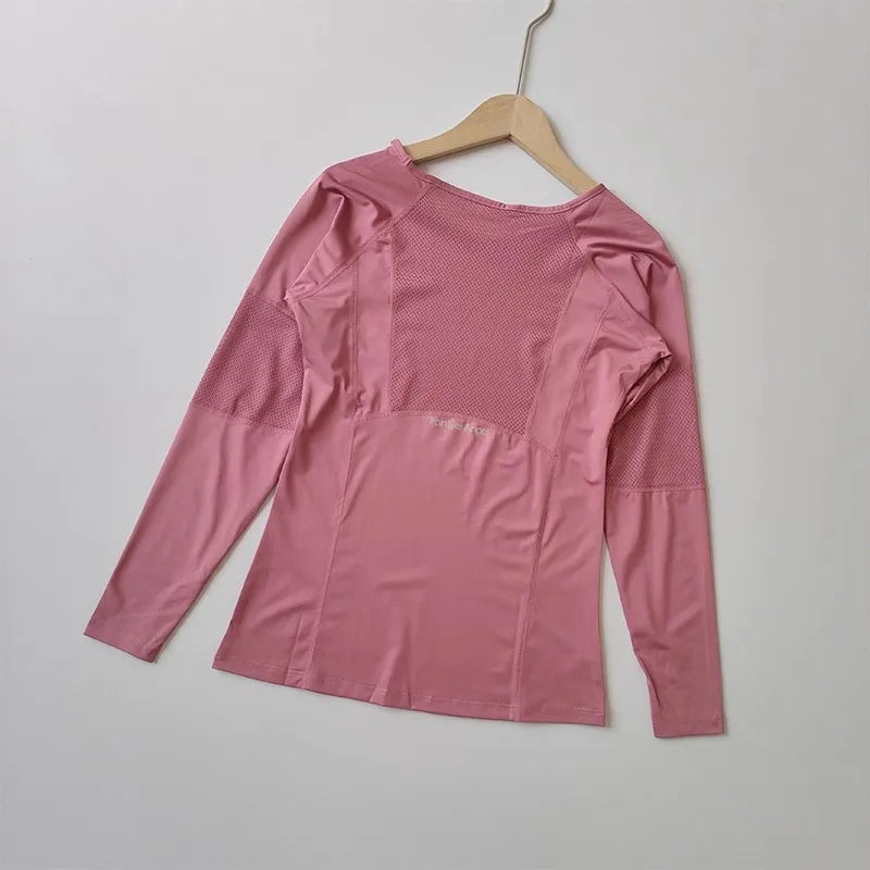 Women's Slim Fit Long Sleeve Yoga Top Quick Dry Breathable Fitness Pilates Running Sports Wear for Autumn Winter