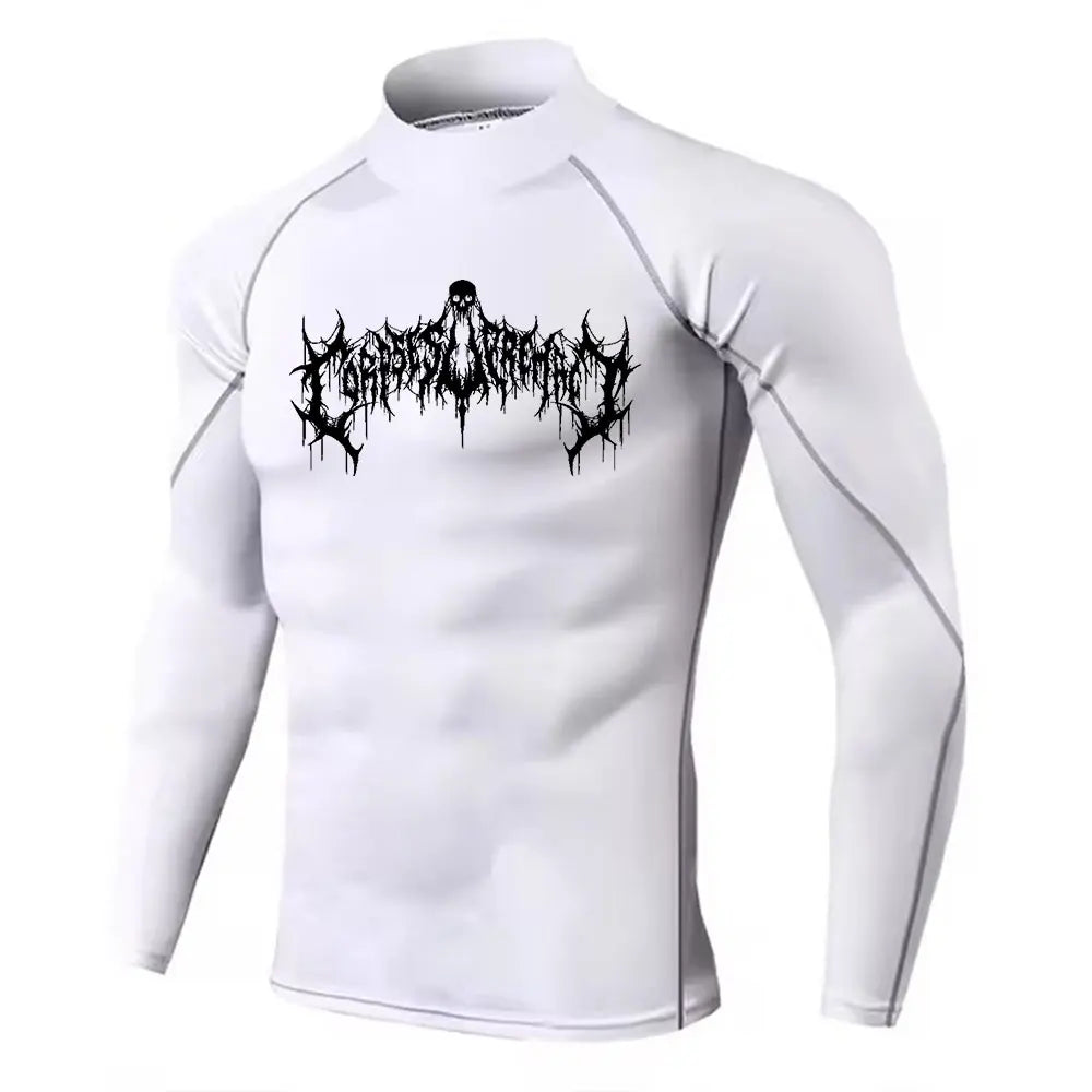 Men's Turtleneck Compression Shirt Quick Gym Fitness Dry Rash Guard Hight Neck Muscle Athletic Bodybuilding Shirts Summer