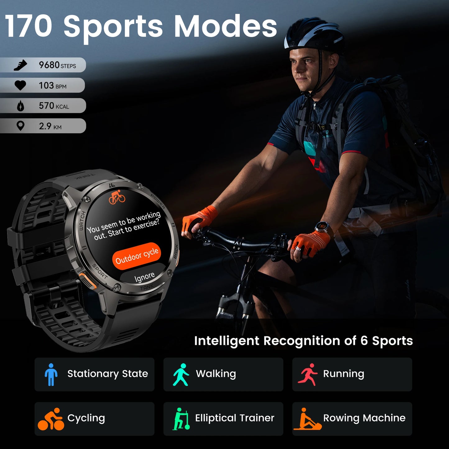 2024 KOSPET TANK T3 Smart Watch For Men 500mAh 60Days Battery IP69K 5ATM Waterproof AMOLED Bluetooth Call Military Men's Watches