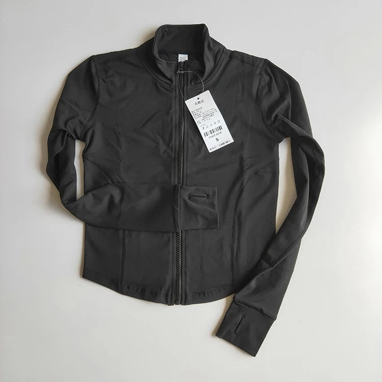 Women's Long Sleeve Sports Jacket Fitness Running Sport Coat Zipper Yoga Workout Top Gym Outdoor Clothing for Running