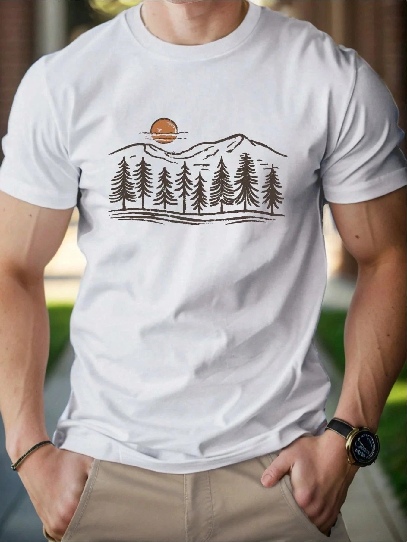 Mens T-Shirt  Pine Tree Design Printed T-Shirt  Heavy Cotton Tshirt Casual Everyday Wear my body my choice graphic t shirts