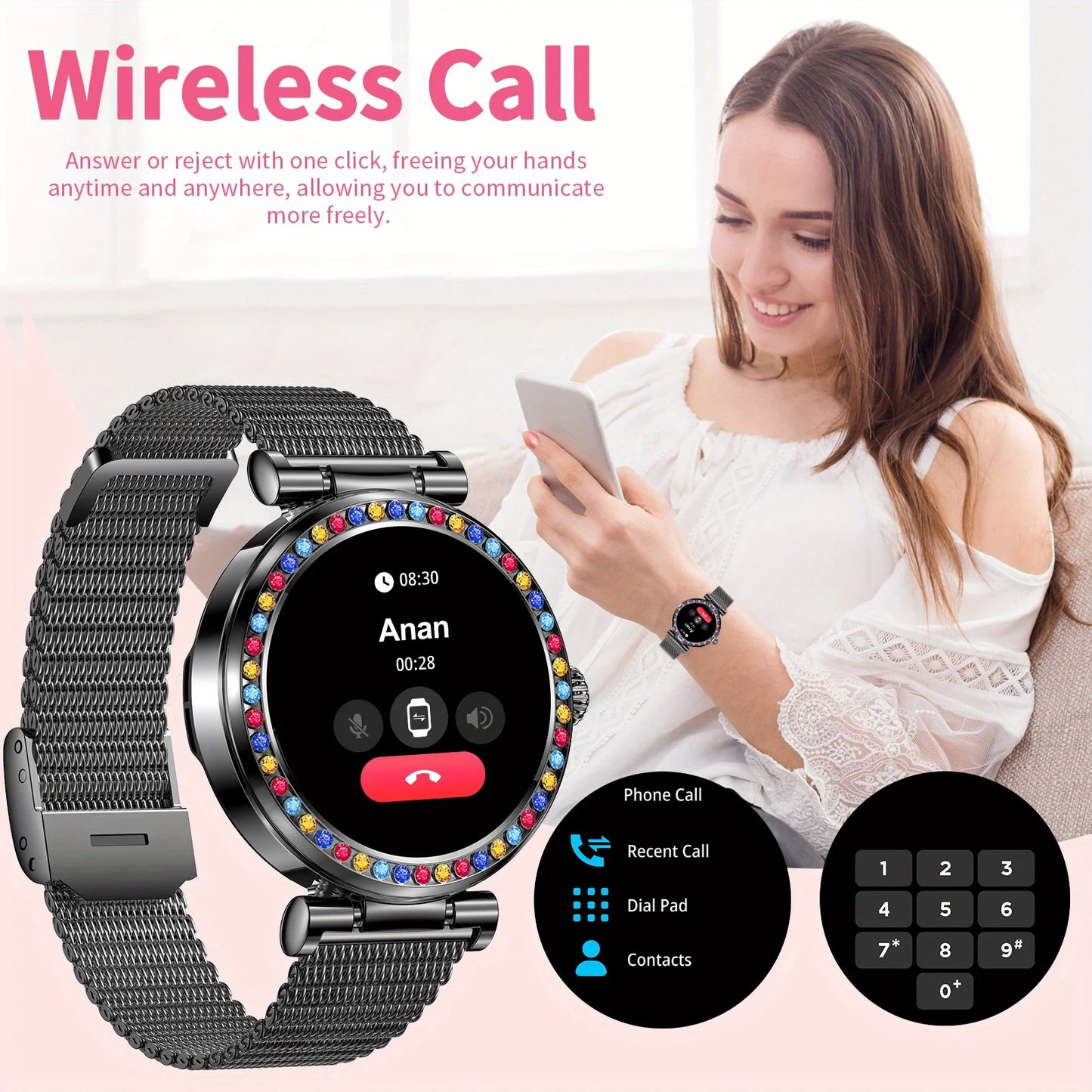 2025 new fashionable wireless calls, Smart watch, phone dialing, call notification and rejection, a variety of wallpapers