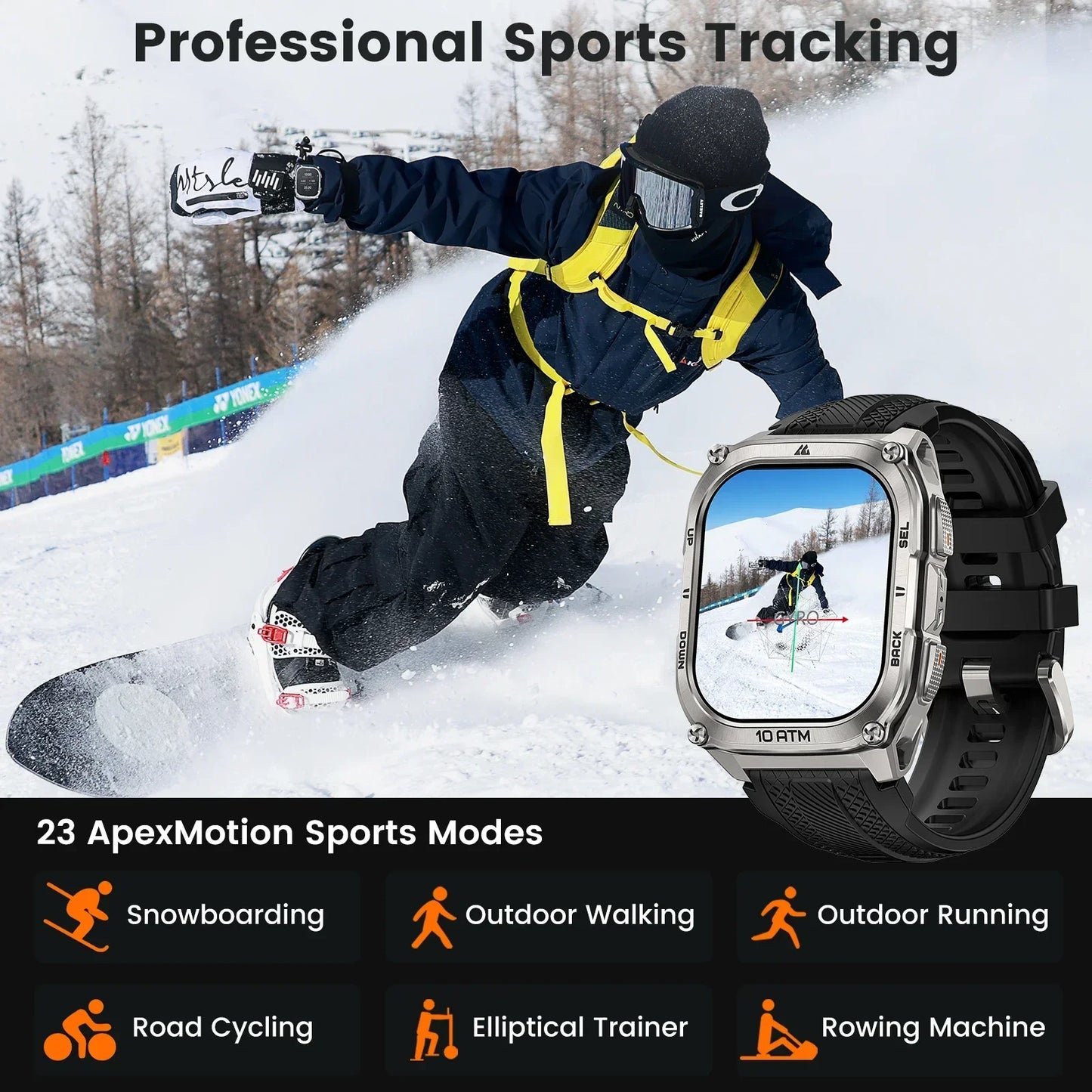 KOSPET Tank M4 Smart Watch Stainless Steel 6-Sat GPS Offline Maps 10ATM Waterproof 45M Dive 24/7 Health Monitor for Android iOS