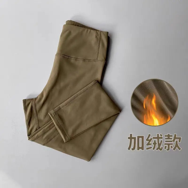 Velvet Yoga Pants for Women High Waist Autumn Winter Warm Slimming Running Leggings Sports Fitness Gym Trousers