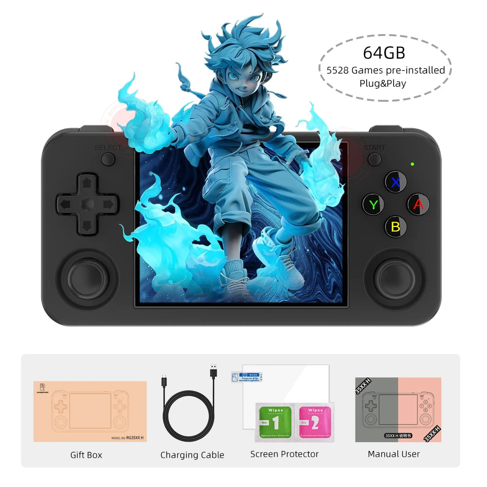 ANBERNIC RG35XX H Hand-held Consoles For Playing Video Games 3.5-inch IPS 640*480 Screen Retro Game Player 3300 mAh Battery