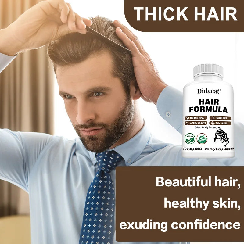 Hair Formula Supplements - Biotin, Minerals, Vitamins C D and B12 for Healthy Hair, Skin and Nails Support for Men and Women