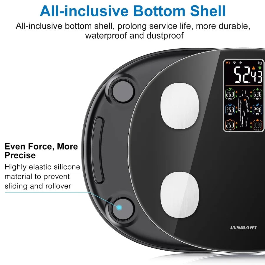 Smart Scale for Body Weight Allinone LCD Display Bathroom Weight Scales Body Fat Scale Bluetooth Digital Smart Weighing Scale w