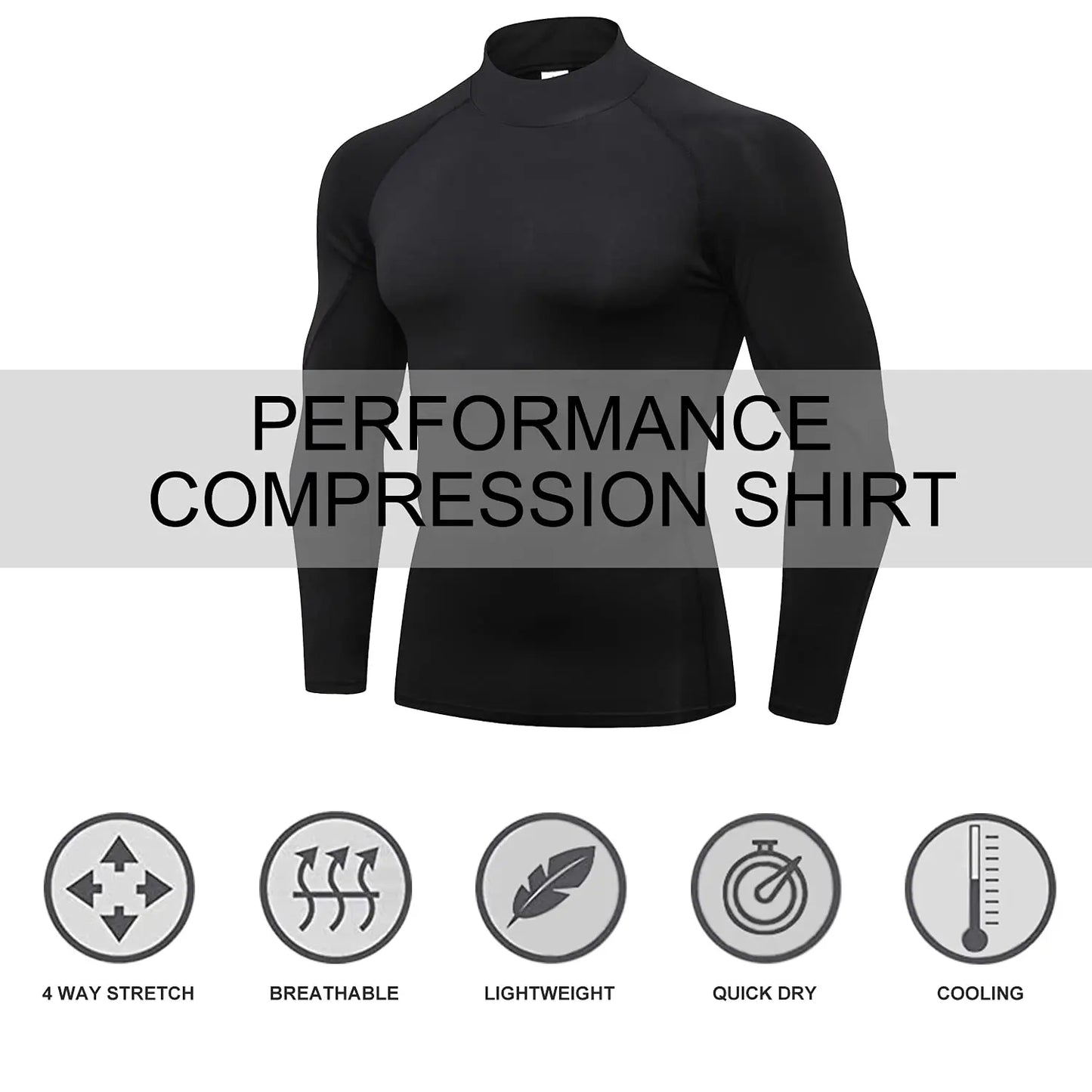 Mens Compression Shirts Long Sleeve Quick Dry Mock Turtleneck Compression Undershirts for Men Moisture Wicking Running Athletic