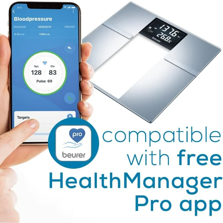 BF720 Smart Scale for Body Weight Body Fat Body Water More 400 lb Capacity Bluetooth App Connectivity Calorie Tracking MultiUse