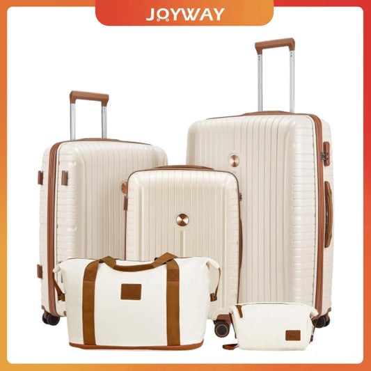 Joyway PP Hard Shell Lightweight Durable Luggage Sets, Travel Suitcase with Duffel Bag and Toiletry Bag, TSA Lock,Spinner Wheels