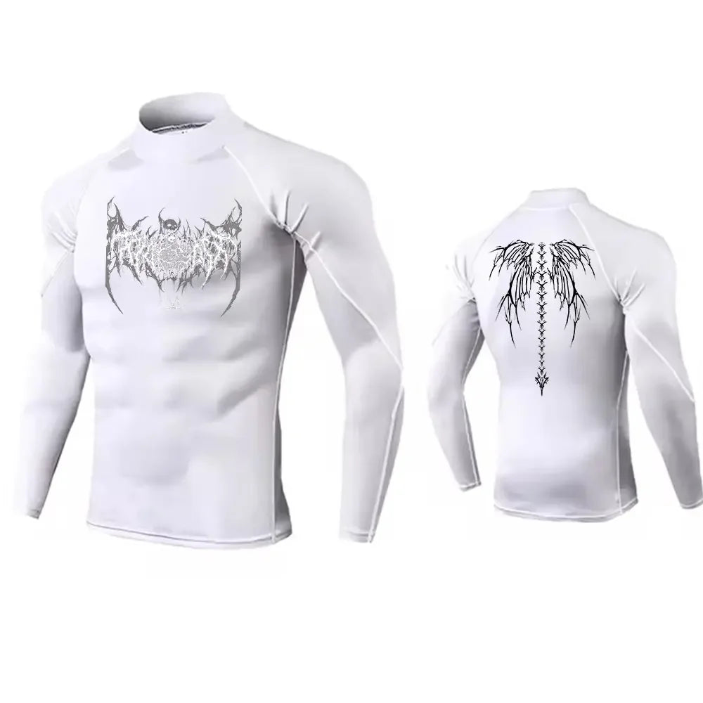 Men's Turtleneck Compression Shirt Quick Gym Fitness Dry Rash Guard Hight Neck Muscle Athletic Bodybuilding Shirts Summer
