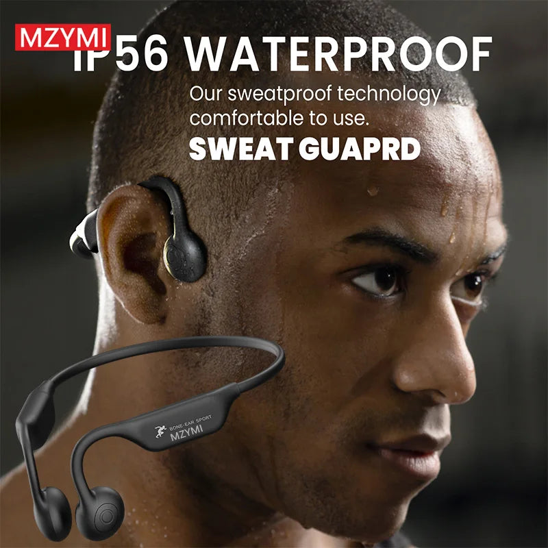 MZYMI A18 TWS Earphone Bone Conduction Neckband Headphone Sport IP56 Waterproof Headset Built-in Mic For Android iOS