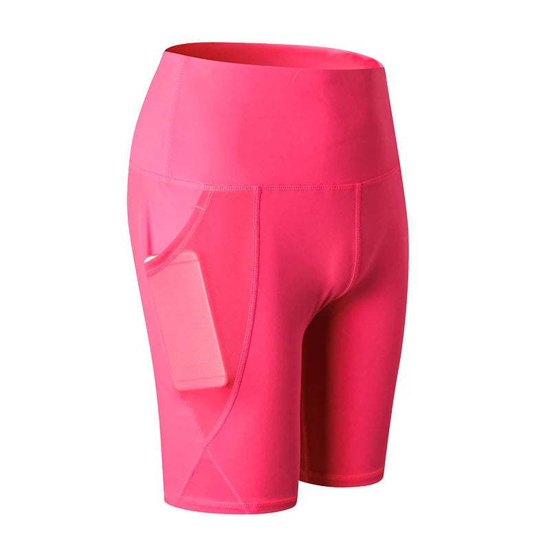 Gym Shorts Women High Waist Compression Quick Dry Yoga Shorts femme Fitness Running Push Up Shorts Pockets Design