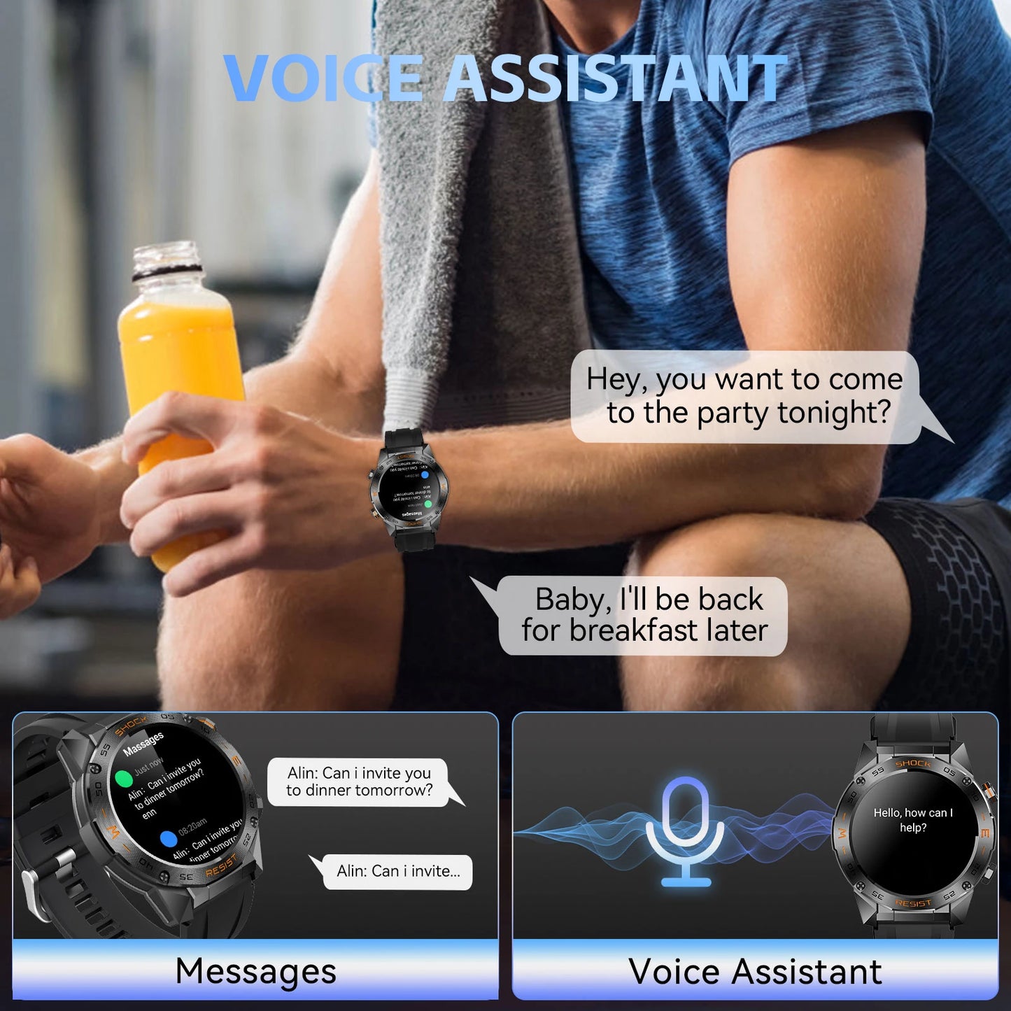 LaNikar New Military Smart Watch for Men1.46"Fitness Tactical Smartwatch with Multiple Sports Modes Heart RateSpO2 Sleep Tracker