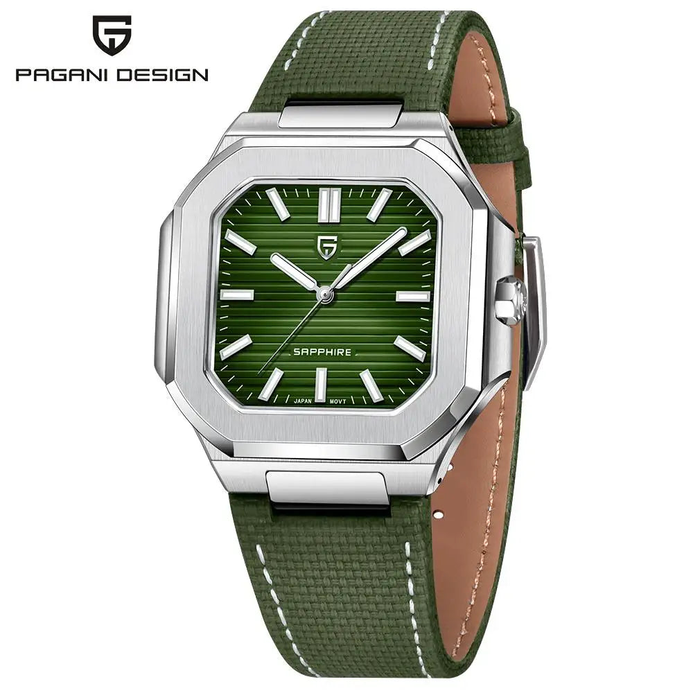 Retro Square PDYS019 PAGANI DESIGN Men's Quartz Wristwatches TMI VH31 37MM 10Bar Waterproof 316L Luxury Stainless Steel Sapphire