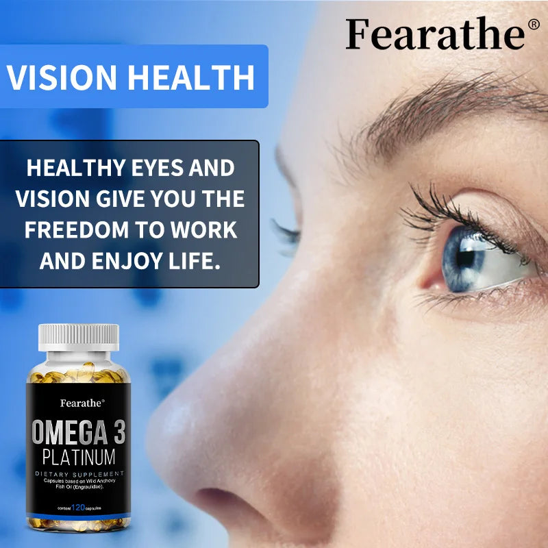 Omega 3, Fish Oil Supplement, Wild Anchovies, Heart Health, Brain Development, Dietary Supplement, 120 Capsules