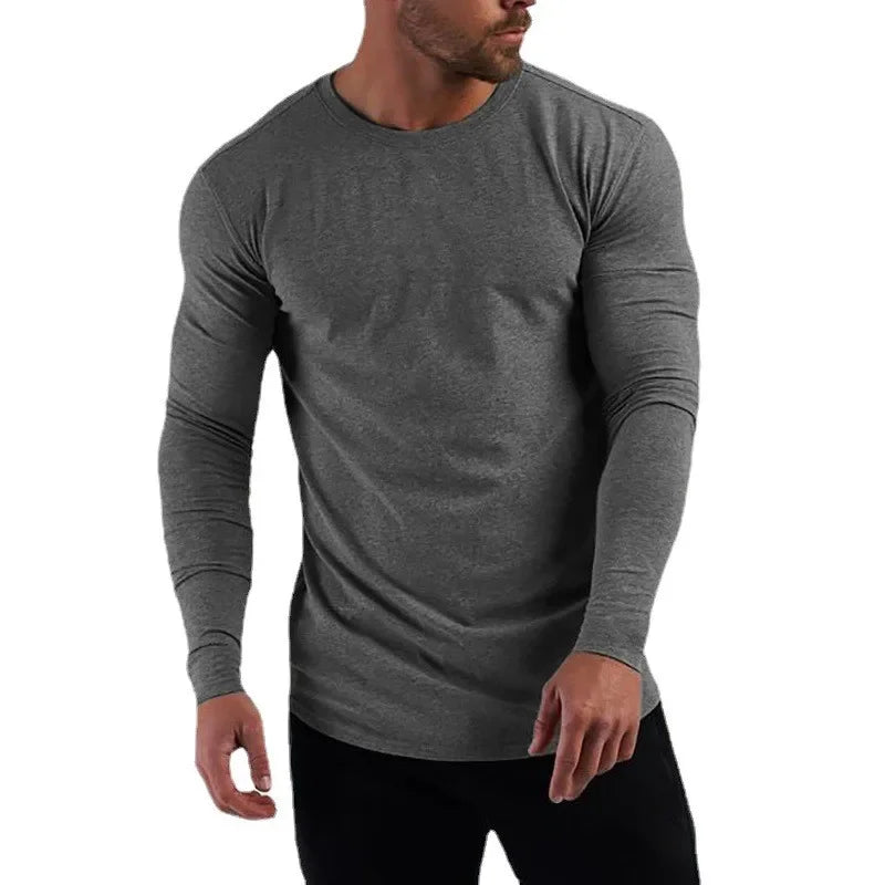 T-shirts Men's Workout Casual Slim Fit Shirts Plain Cotton Breathable Long Sleeve Clothing Gym Fitness Bodybuilding Sport