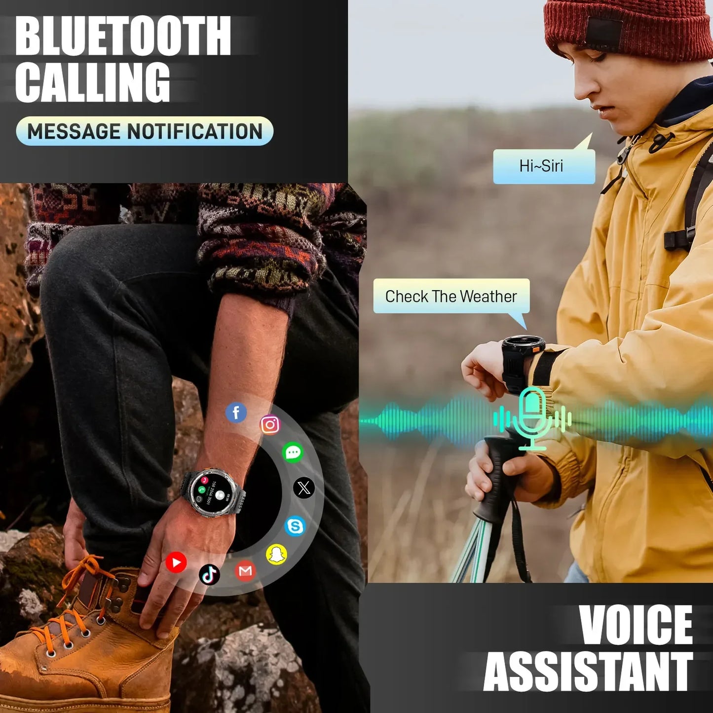 LaNikar New Smart Watch KE5 3ATM Waterproof Original Design Sports Watch With Compass And Altitude Barometer LED Flashlight Call