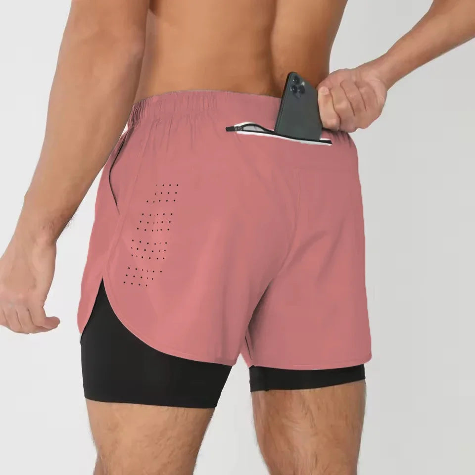 Men's Shorts Summer Sports Shorts 2 In 1 Quick Dry Workout Training Joggers Bodybuilding Fitness Short Pants Gyms Shorts Men