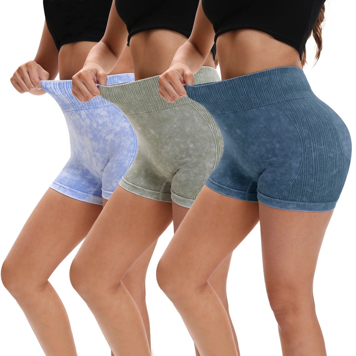 2Pack  Essential High Waist Seamless Shorts - Sculpting Tummy Control Butt Lifting Yoga Cycling Running Sand washing