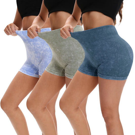 2Pack  Essential High Waist Seamless Shorts - Sculpting Tummy Control Butt Lifting Yoga Cycling Running Sand washing