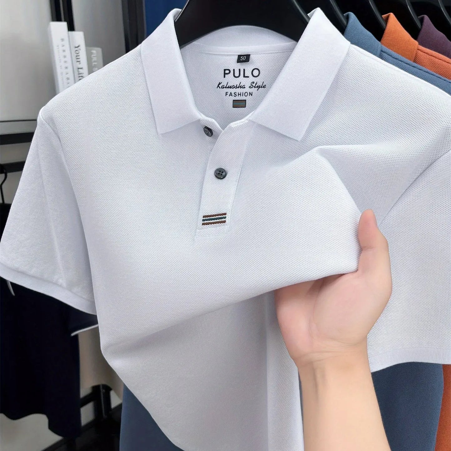 1 piece of high-quality cotton polo shirt for middle-aged and young people, trendy T-shirt for business and leisure, sweat wicki