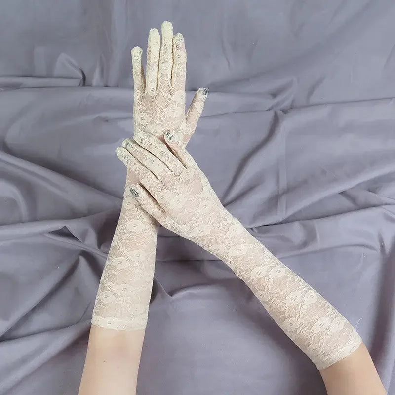 Fashion Lace Sexy Gloves Women Grace Thin Breathable Sun Protection Driving Club Party Prom Dancing Dress Glove Long Sleeve G111