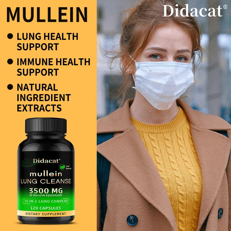 Mullein Leaf Extract Supplement 3500MG - Lung Clearing, Lung Health, Helps with Healthy Breathing, Immune System Support
