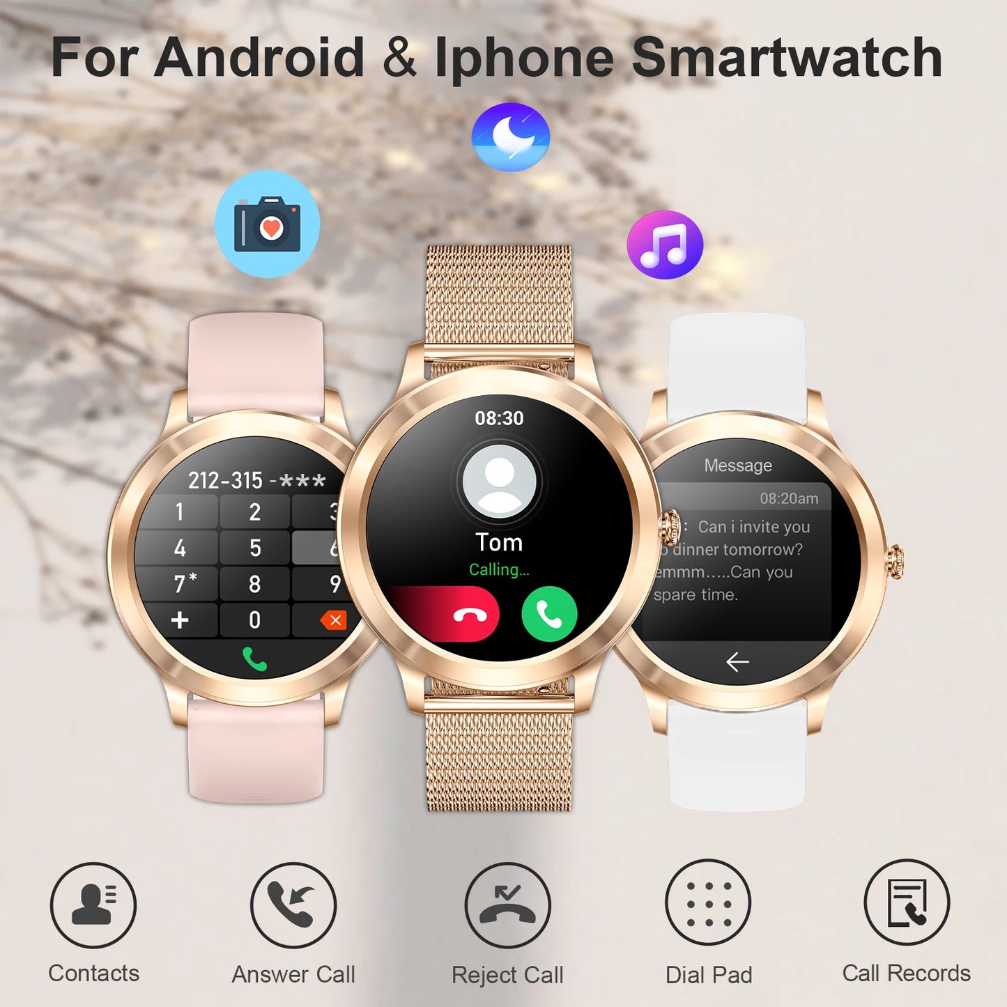 Touchscreen Smartwatch With Extra-Long Battery, Wireless Call/Message Alerts, Fitness Tracking, Smart Watch For Android & Iphone