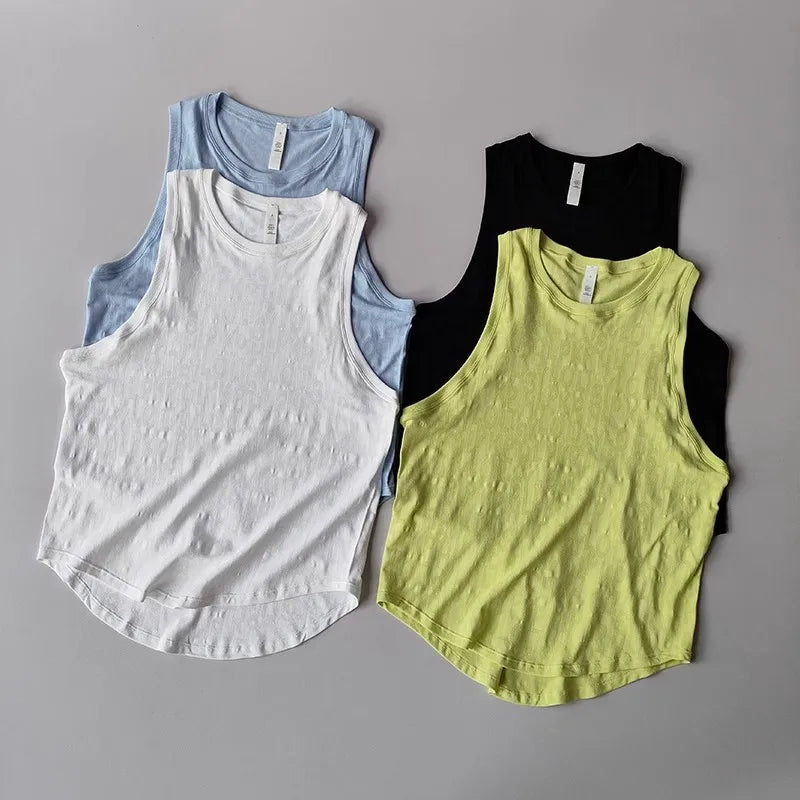 Women's Sports Vest Thin Loose Printed Yoga Clothing Sleeveless Running Blouse Yoga Vest Shirt Gym Tops