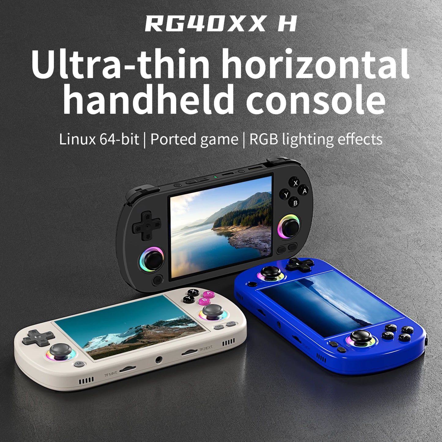 ANBERNIC RG40XX H Handheld Games Console 4.0" IPS Screen Linux 64-bit Multicolor LED Lights Retro Gaming Console Over 5000 Games