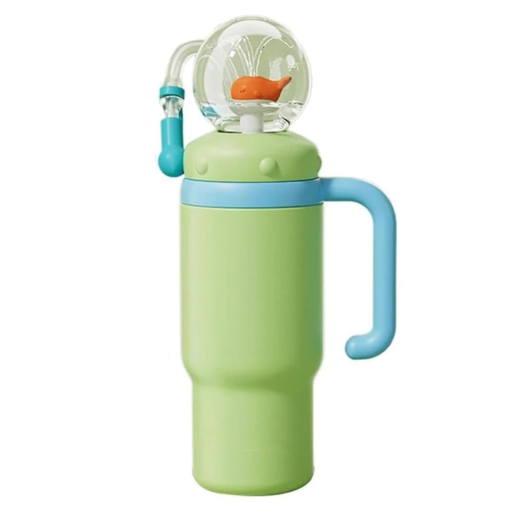 24oz Stainless Steel Whale Fountain Tumbler with Handle Whale Water Cups for Kids